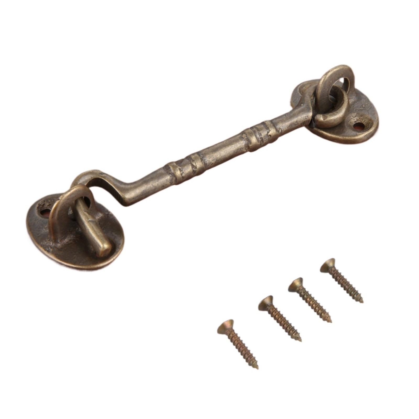 2Pc 110mm Antique Bronze/Brass Doors Windows Wind Hook Buckle Hasp Copper Furniture Window Latches Cabinet for Wooden Doors,Windows(Bronze)