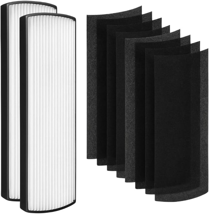 Nispira 2-in-1 True HEPA Replacement Filter PETWRFIL For Pure Enrichment PureZone Elite 4-IN-1 Tower Air Purifier PEAIRTWR (HEPA + 4-PreFilter, 2 PK) 2 HEPA + 8-PreFilter