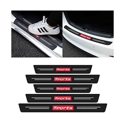 AUCELI 4PCS Car Door Sill Protector and 1PCS Rear Bumper Guard, Carbon Fiber Anti-Scratch Cover Strips, Trunk Door Entry Edge Protection Sticker, Auto Accessories Universal for Most Vehicles