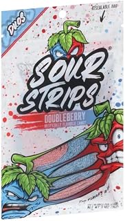 Actual Candy, Doubleberry Sour Strips, 3.7 Ounce