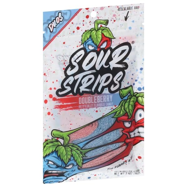 Actual Candy Doubleberry Sour Strips 3.7 Onzas miniatura 1