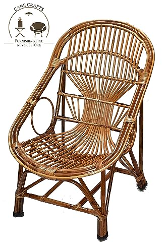 Image of CANE CRAFTS Premium Modern Bamboo Chairs | Relax in Style with Our Handcrafted Cane Chairs | Chairs for Living Room, Dining Room, Bedroom, Office, Garden | Dust Free | Brown (Set of 2)