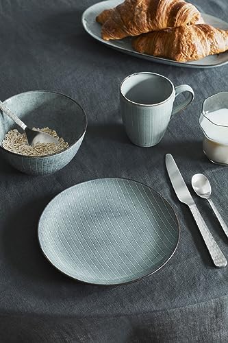 Broste Copenhagen Nordic Sea Frühstücksset für Zwei in der Farbe Blau, aus Steingut gefertigt, Spülmaschinen– und mikrowellenfest, 80019823