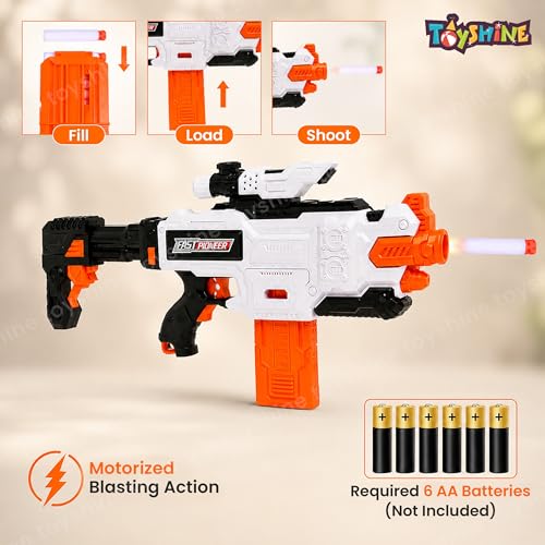 Image of Toyshine 60cm Soft Foam Bullet Blaster Battery Operated Alpha Striker Motorized Toy Gun with 20 Bullets,Targeting Scope Gun for Long Range Shooting Game Toy for Kids 8+ Years