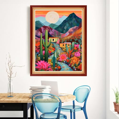 Image of Magxvouy Cross Stitch Kits Stamped Full Range of Embroidery Kits,Cross Stitch Patterns Needlework Kits for Beginners 11CT Printed Kits&Cactus Home 16x20 inch