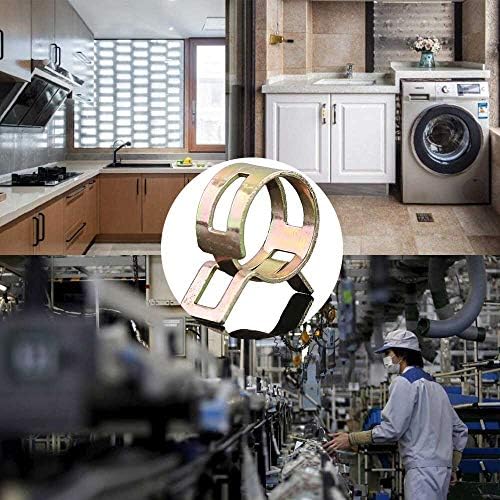 Juliyeh 50 PCS 5 Size Hose Clips Spring Hose Clamps Mini Fuel Line Pipe Clips 5mm 6mm 7mm 8mm 9mm, Golden, (49)