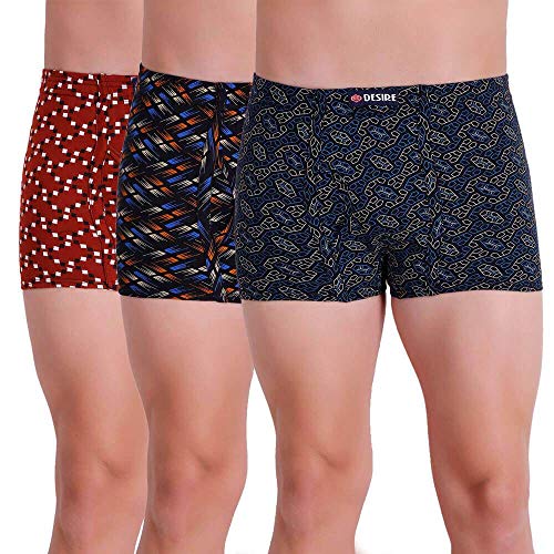 Image of T.T. Pure Cotton Printed Trunks for Men | Regular Fit | Snug Fit | Long Trunks | Inner Elastic | Soft and Comfortable |Assorted Prints| Pack of 3