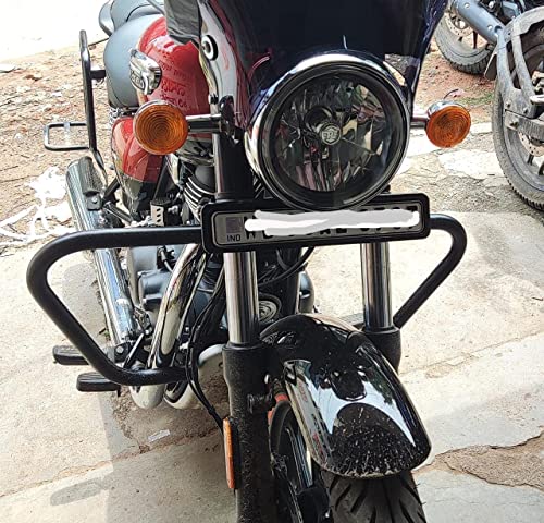 Image of UBEX Metal Number Plate Frame for Bikes - Front & Back Set | Black ND Plate Holder Cover | Universal Standard Size for All Motorcycles & Scooter