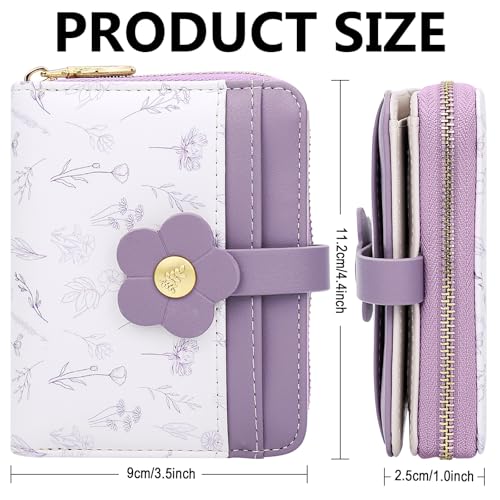 Image of Farcauo Cute Floral Womens Wallet Small Wallets for Women Thin Purple Women's Wallet Kawaii Flower Card Wallets for Women Ladies