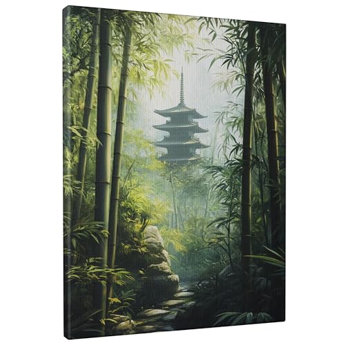 Forêt de bambou sur toile 40x50 cm pour un salon zen