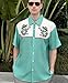 GoofyDaddy Men's Musical Frog Print Button-Down Shirt, Mint Green, Regular Fit, Short Sleeve, Western Theme, Summer Casual Wear