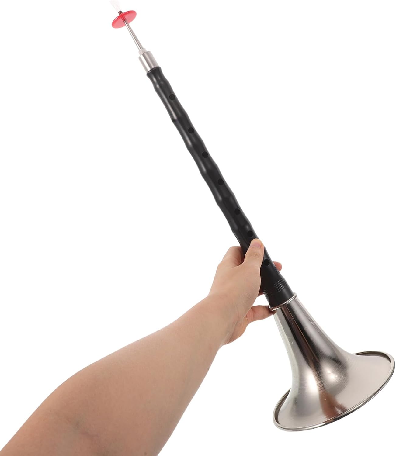 B Key Traditional Chinese Suona Wind Instrument for Beginners, Black Resin and Abs Suona with Silver-plated Bowl, Corrosion-resistant Folk Woodwind Suitable for Music Practice