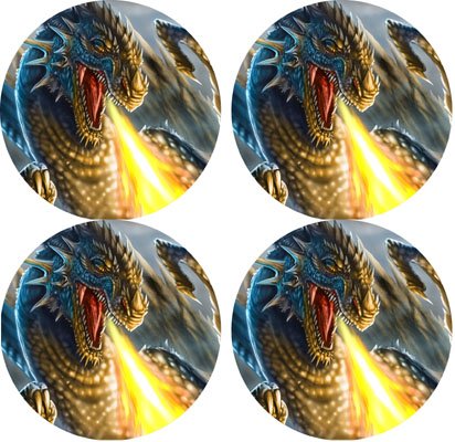 Dragon Rubber Round Coaster set (4 pack) Great Gift Idea