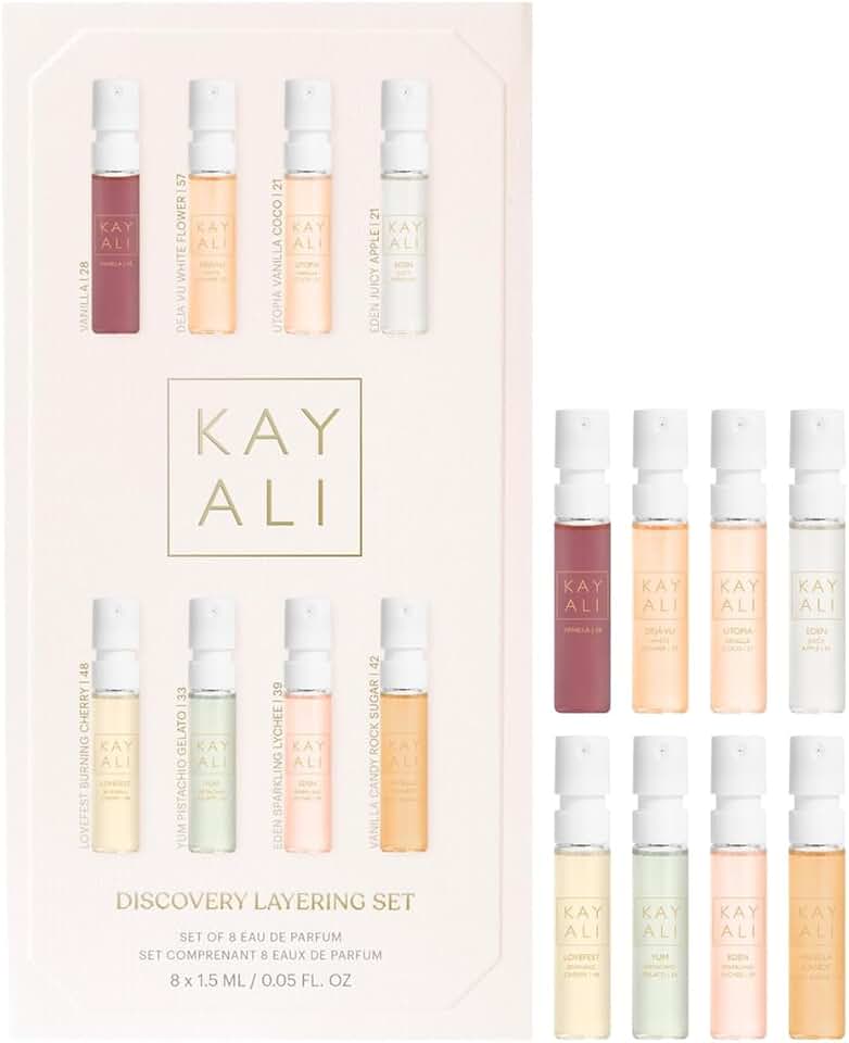 Huda KAYALI Beauty Discovery Perfume Layering Gift Set of 8 Eau De Parfum Samplers (8 x 1.5 mL)