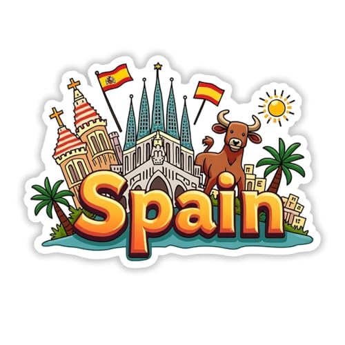 Image of Zesta Wooden Fridge Magnets Set | Refrigerator Decor Magnets for Kitchen | India Souvenir Fridge Magnet Collection | Wooden Magnet for Fridge Door Decoration (Spain)