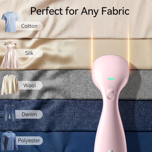Image of HiLIFE Steamer for Clothes, Portable Handheld Design, 240ml Big Capacity, 700W, Strong Penetrating Steam, Removes Wrinkle, for Home, Office and Travel(ONLY FOR 120V) (Pink)