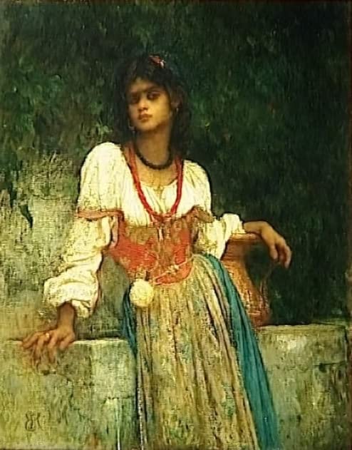 Impression d'affiches Rosa Nera d'Ernest Hébert reproduction sur toile de portrait 60x90cm