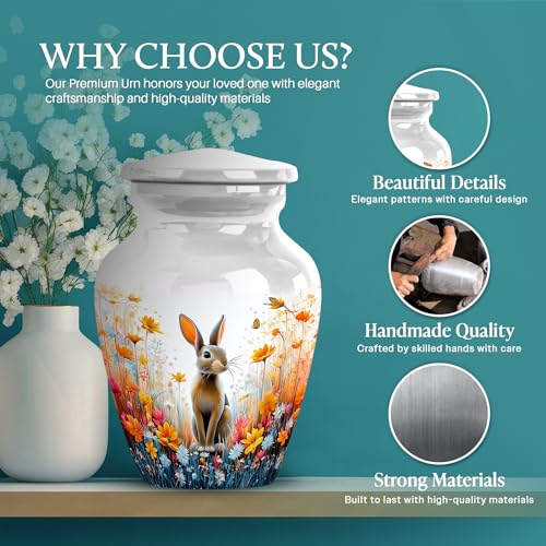 Image of Rabbit Urn Cremation Urn Human Ash 3 Inch 4 Qty | Decorative Urns for Male & Female Ashes Keepsakes Urns for Ashes