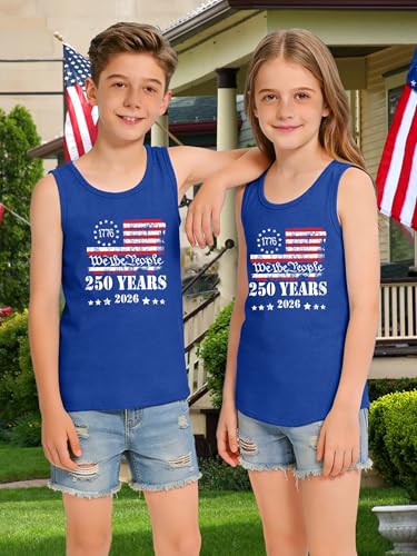 Image of CAZYCHILD Girls American Flag Tank Tops Boys 4th of July Shirts USA Summer Sleeveless Tee Independence Day Outfit 5-14y