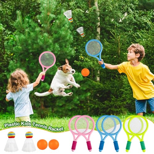 Set de 12 raquetas de tenis plásticas para niños miniatura 5