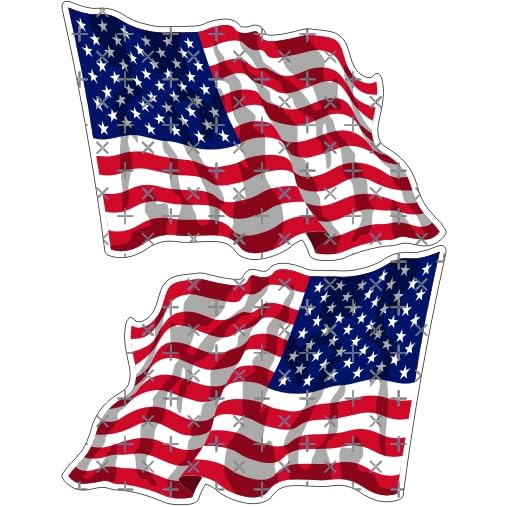 Lot de 2 autocollants pour pare-chocs en vinyle Motif drapeau américain américain 75 mm