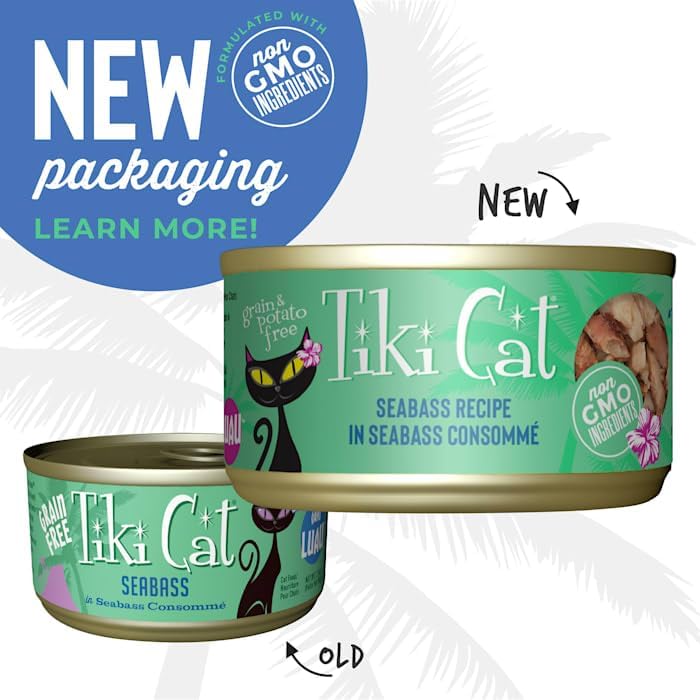 Tiki Cat Luau Seabass Recipe Wet Cat Food, 2.8 oz., Case of 12
