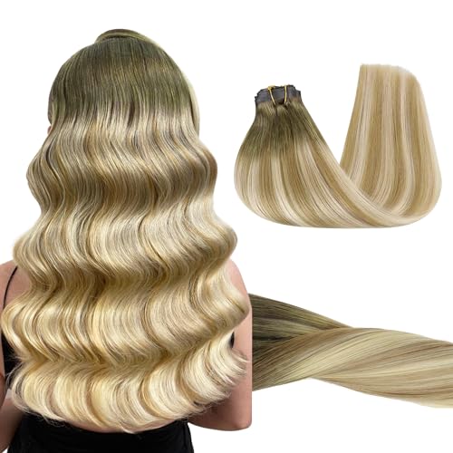 Image of GOO GOO Clip in Hair Extensions Real Human Hair, Remy Human Hair Extensions Clip ins for Women, Natural Human Hair, 24inch 120g 7Pcs, 5A /90 /16F Bahamian Balayage