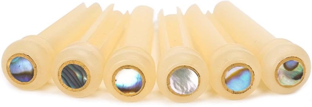 Miwayer Guitar Bone Bridge Pins Real Bone Unbleached Vintage Style Replacement Parts for 6 & 12 String Acoustic Guitar Unbleached Big Abalone Dot