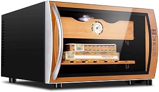 High-Grade Cigar Cabinet, Freestanding Cigar Cooler, Miniature Gold Humidor with Front Glass Door Counter, Quiet Operation Compressor Adjustable Temperature