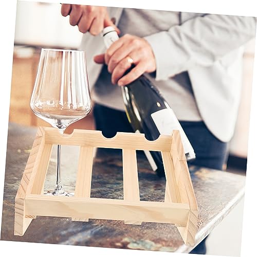 Soporte de madera para botellas de vino sobre mesa, rústico miniatura 2