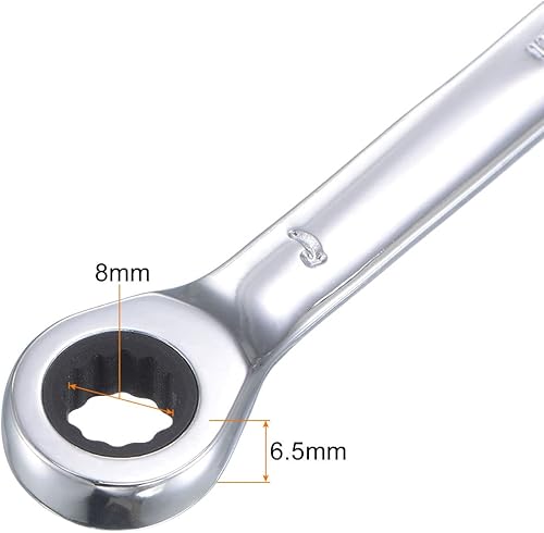 Miniatura 3 de uxcell Llave combinada de trinquete rechoncha de 0.315 in métrica 72 dientes 12 herramientas terminadas en caja de puntos, CR-V