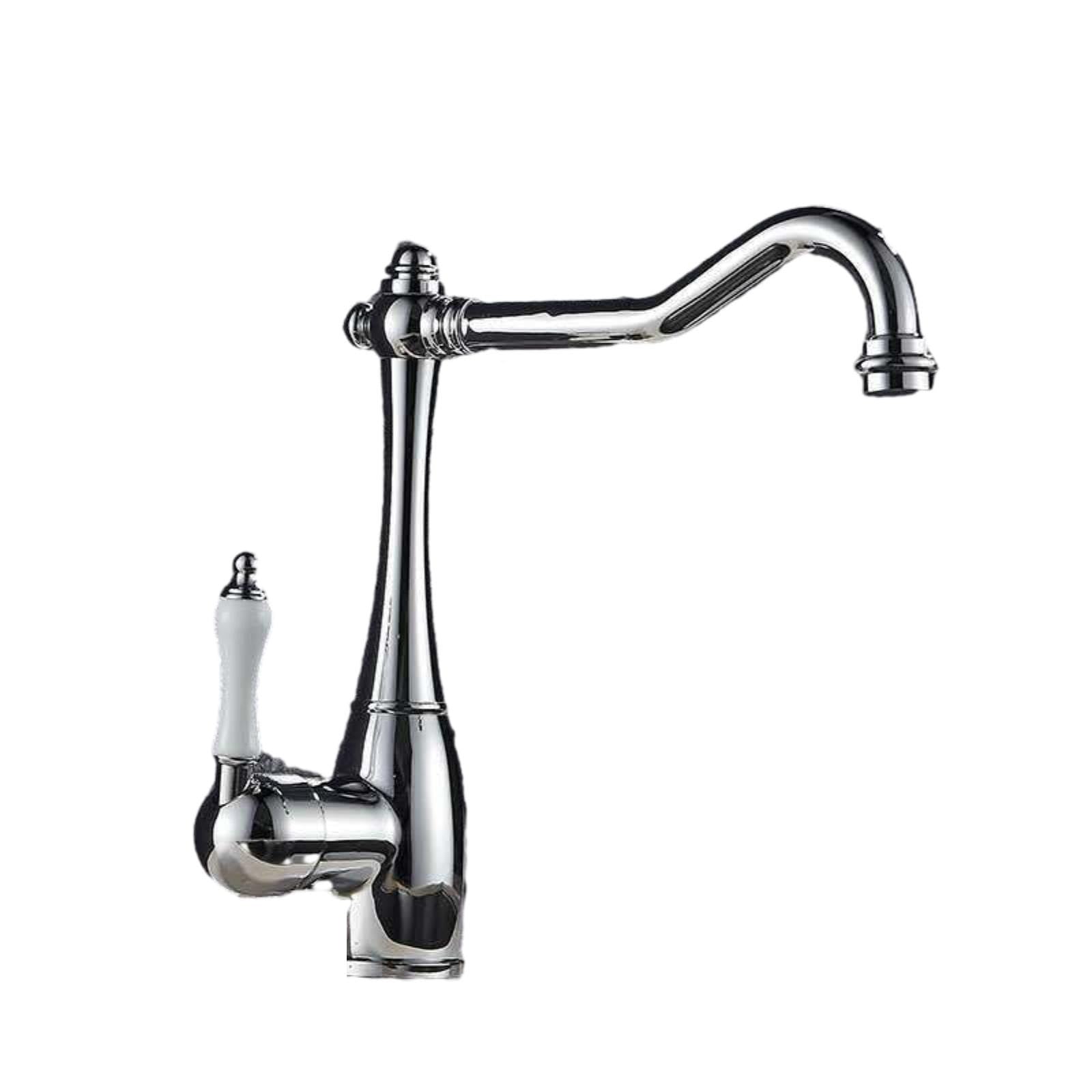 Kitchen Taps Double Handle Hot and Cold Faucet Full Copper Vegetable Sink Dishwashing Wash Basin Swivel Electroplating Single
