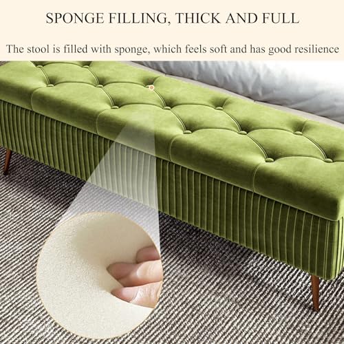 Banc ottoman de rangement avec pieds dorés pour optimiser l'espace