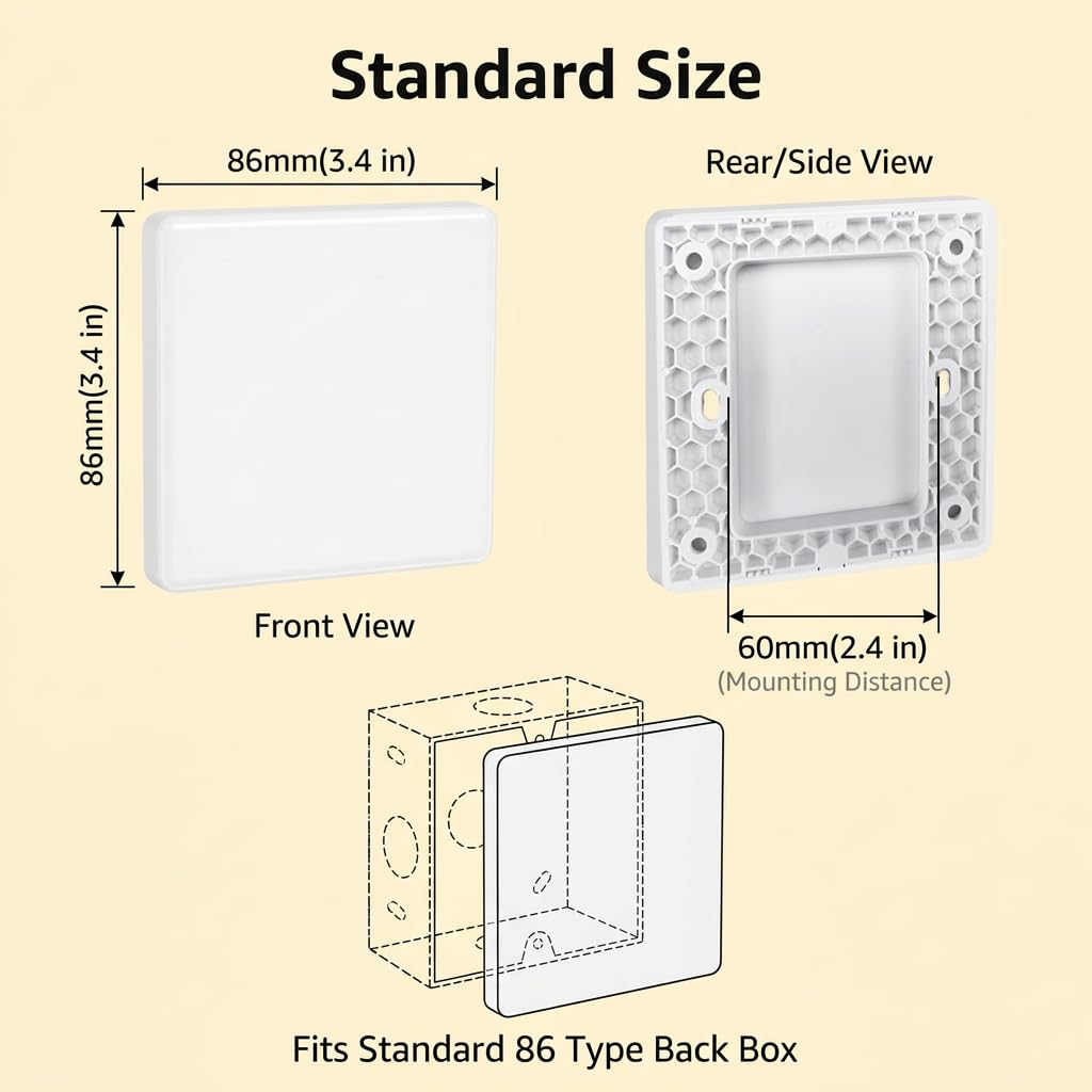 4 tapas ciegas para enchufe cuadrado blanco, cubierta universal para orificios de pared para caja empotrada, cubierta de plástico para enchufes no utilizados y cajas de interruptores en el hogar