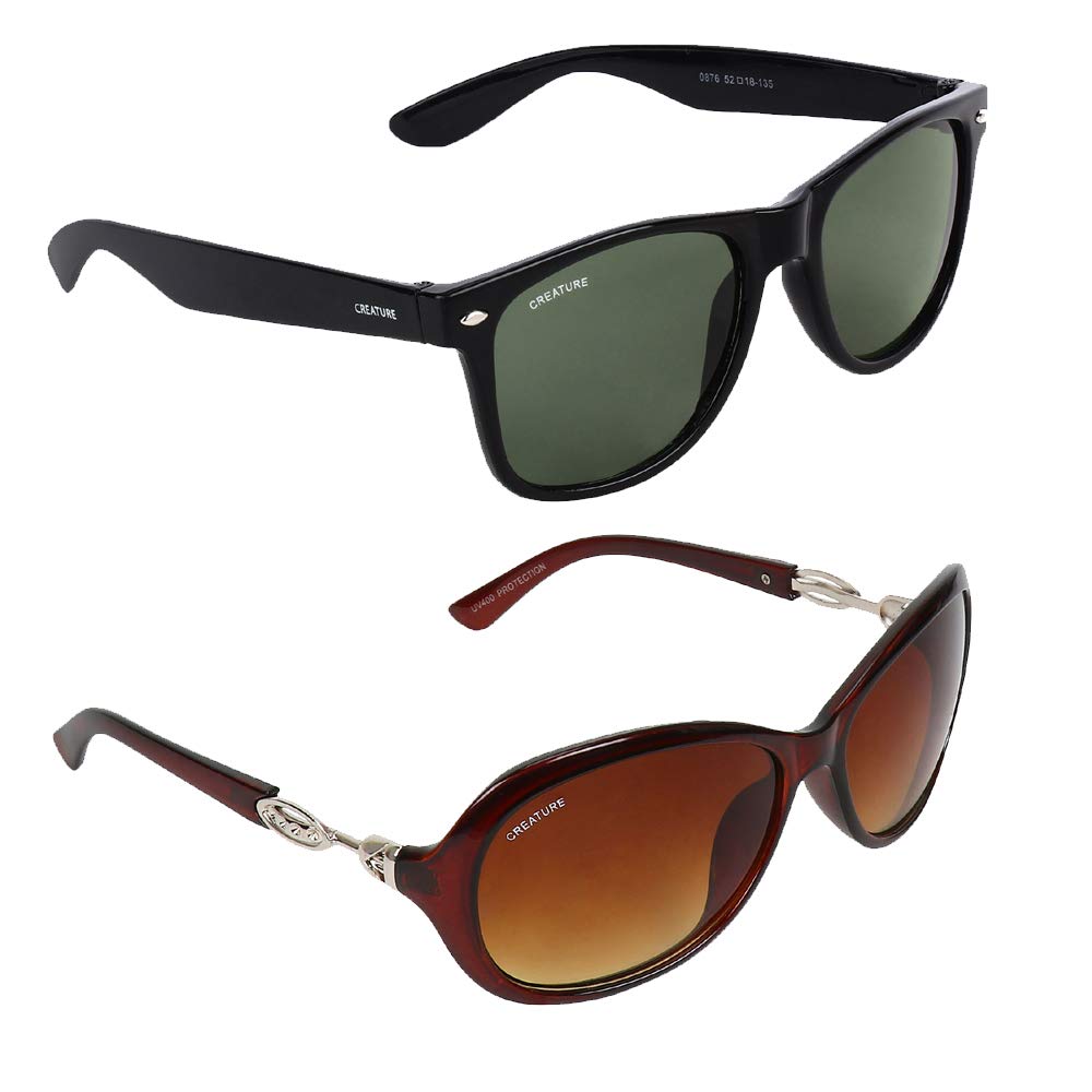 CREATURE Brown Matt & Glossy Finish Unisex Sunglasses Combo with UV Protection (Lens-Brown||Frame-Brown||SUN-003-GAGA-012) - Review, Price and Buying Guide