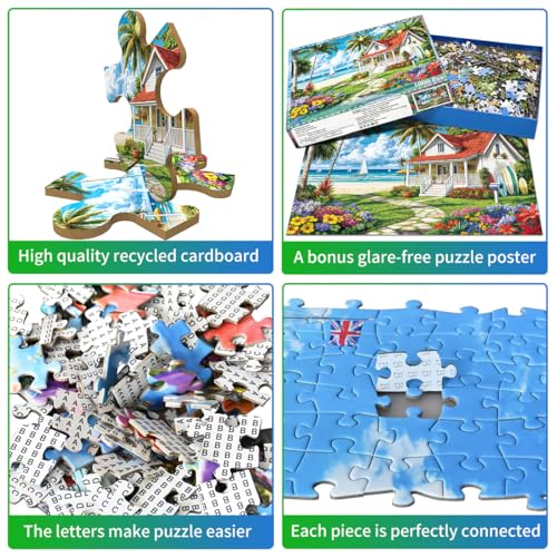 Puzzle 1000 Teile für Erwachsene, klassisches Lernspiel-Strandspiele Surfen-Wunderschönes Dekoration Puzzle Geschenke – Ansicht 2