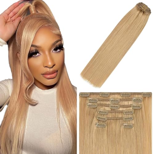 minuo hair #27 Honey Blonde Clip in Hair Extensions