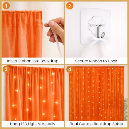 Image of SpecialYou Ganpati Decoration Setup for Home with Orange & Red (7 * 3.5 ft) Curtains, Varalakshmi Pooja Decoration Items, Backdrop Cloth for Decorations Pooja, Mandir Decorations Items for Home- 9Pcs