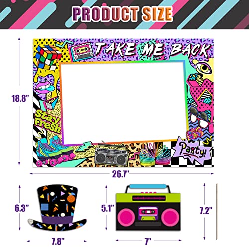 90s Themed Party Decorations for Adults, 1990s Throwback Party Photo Booth Props, 80s 90s Birthday Party Picture Booth Frame & Props for Retro Hip Hop Party Favors