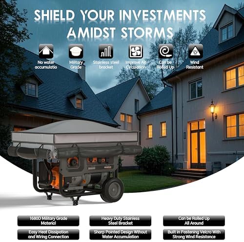 Universal Generator Tent with Bracket, Generator Cover While Running, Rooftop Design, No Water Accumulation, Heavy-Duty Stainless Steel Bracket Support, 38 "x28 " x27 ", Gray. - 2