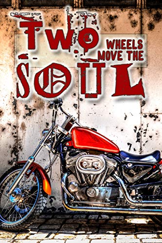Two wheels heal the soul: Biking lined journal notebook for motorbike, motorcross, trails bike, pit bike, quad bike and racing bike motor sport ... - Vintage red bike in street cover art design