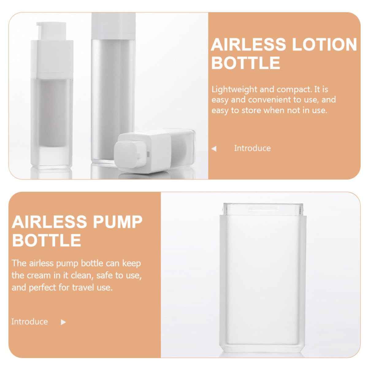 Mikikit Flaconi Pompa Airless 50Ml Set da 3 Contenitori da Viaggio Ricaricabili per Lozioni e Creme Flaconi Portatili Multiuso in Materiale Sicuro per Cosmetici e Prodotti per la Pelle