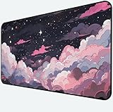 Kawaii Anime Desk Mat, Pink Purple Cloud Large Mouse Pad, Large Gaming Computer Keyboard Mat, Full Desk Pads XXL Office Desktop Cover Mat, Cute Women Office Desk Accessories 31.5