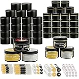 CONNOO 48 Pack Candle Tins - 24pcs 8oz + 24pcs 4oz Matte Black Jars with Lids for Making Candles, Bulk Empty Containers with Sticky Warning Labels for Candle Making, Storage, and Gift