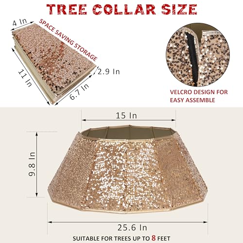 Blissun-Christmas-Tree-Collar-Sequin-Christmas-Tree-Skirt-Foldable-Christmas-Tree-Ring-Xmas-Tree-Stand-Base-Cover-for-Christmas-Tree-Decoration-Champagne Blissun Christmas Tree Collar Sequin Christmas Tree Skirt Foldable Christmas Tree Ring Xmas Tree Stand Base Cover for Christmas Tree Decoration Champagne