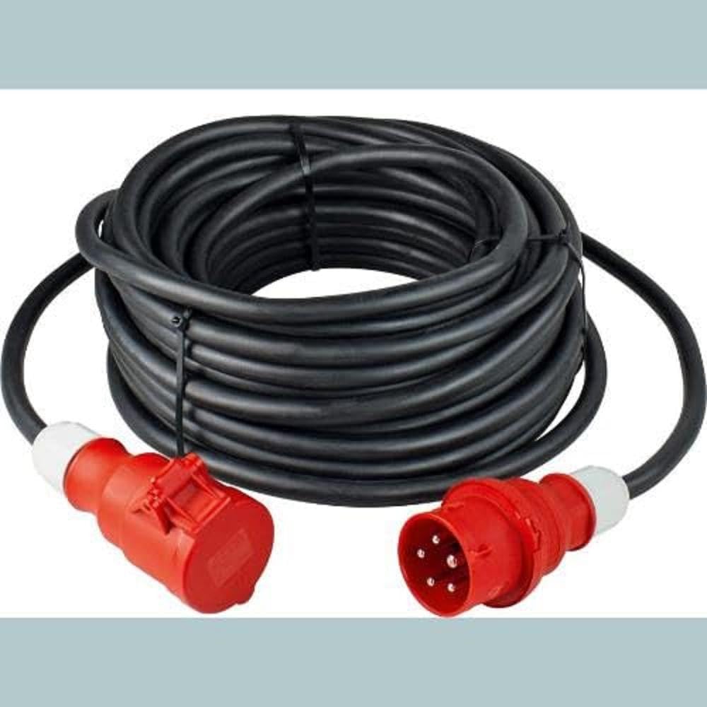 as - Schwabe 60548 Alargador CEE 400V / 16A, 25m H07RN-F 5G2,5 con enchufe de inversión de fase, negro, IP44 comercial, obra