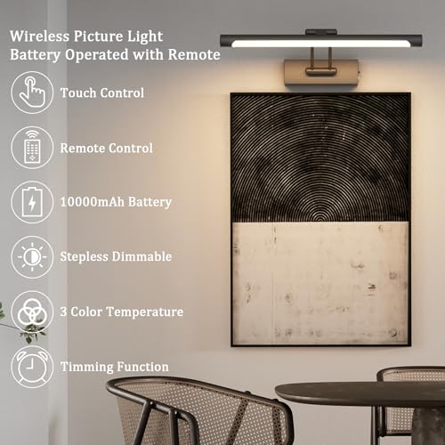 Coinmit Luz de imagem operada por bateria, luz de arte recarregável sem fio de 10000 mAh para parede