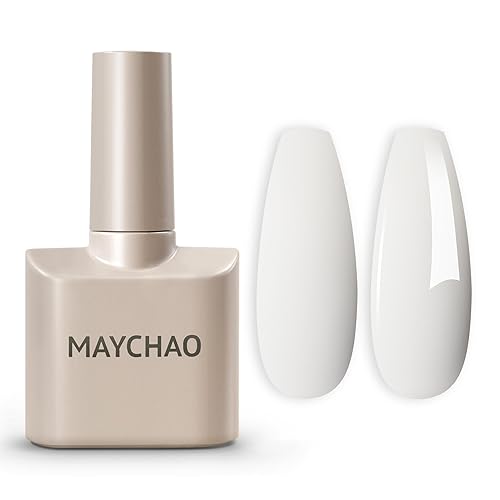 MAYCHAO Esmalte de uñas en gel de 0.5 fl oz, 1 unidad de esmalte de uñas blanco que se absorbe con luz UV LED, arte de uñas, salón de manicura para
