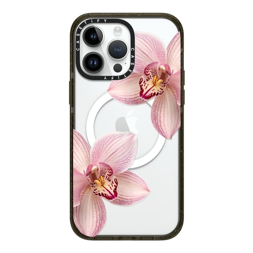 CASETiFY Impact Magsafe - Custodia protettiva per iPhone 14 Pro Max [4 x test di caduta militare / 2,5 m protezione anticaduta] - Orchidia - Nero trasparente