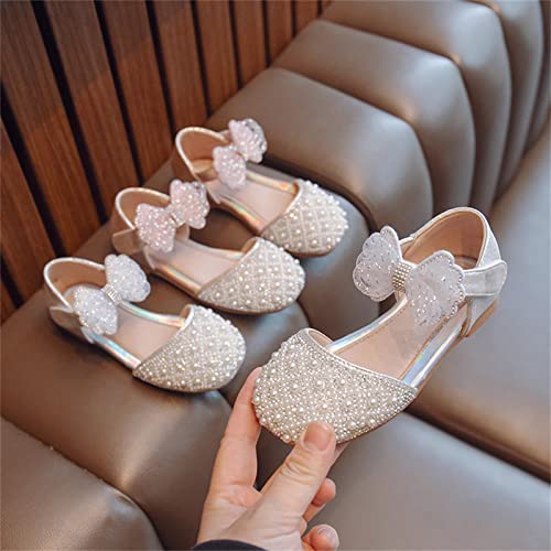 Girls Sandals Little Girl's Adorable Princess Party Girls Dress ShoesPrincess Flower Wedding Party Slippers Size 1 Girls (Silver, 1 Big Kids)4